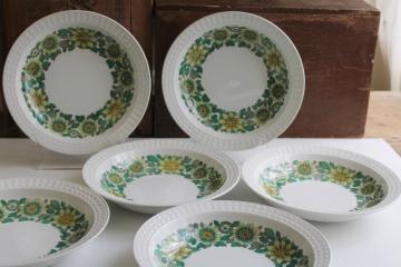 vintage pasta or soup bowls Sevilla floral Pontesa ironstone china Castilian collection Spain 