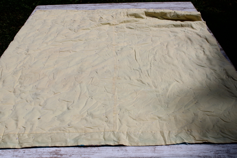 photo of vintage patchwork baby blanket, small tied quilt colorful cotton print puffy blocks #2