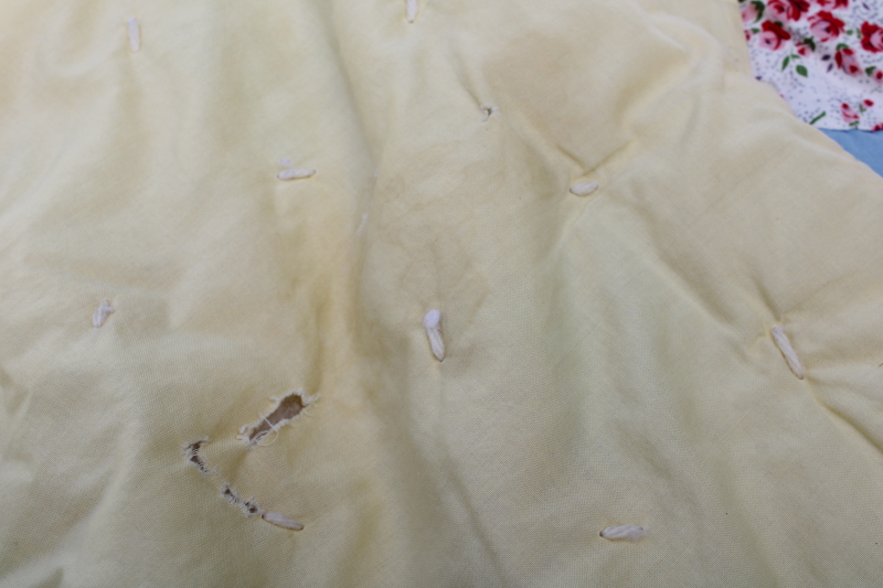 photo of vintage patchwork baby blanket, small tied quilt colorful cotton print puffy blocks #10