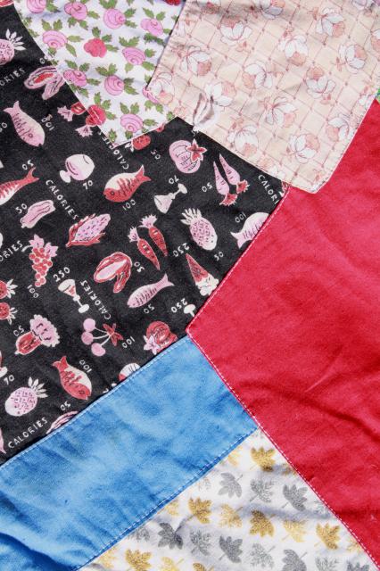 photo of vintage patchwork crazy quilt bedspread, bohemian hippie style retro prints & wild colors #4