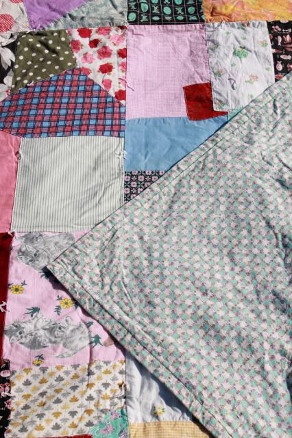 photo of vintage patchwork crazy quilt bedspread, bohemian hippie style retro prints & wild colors #10