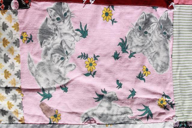 photo of vintage patchwork crazy quilt bedspread, bohemian hippie style retro prints & wild colors #11