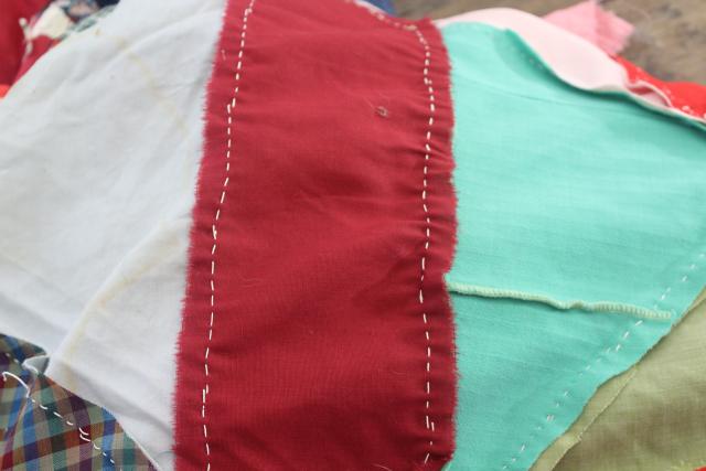 photo of vintage patchwork crazy quilt tops or bedspreads, bohemian retro 60s colorful prints #5