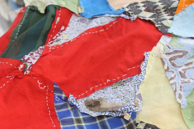 photo of vintage patchwork crazy quilt tops or bedspreads, bohemian retro 60s colorful prints #21