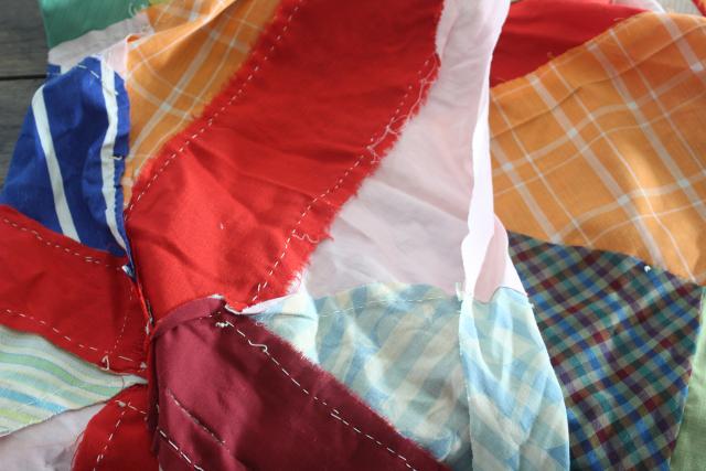 photo of vintage patchwork crazy quilt tops or bedspreads, bohemian retro 60s colorful prints #26