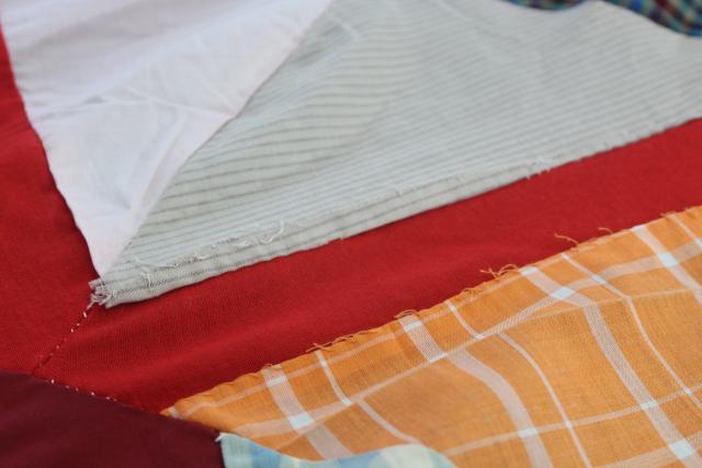 photo of vintage patchwork crazy quilt tops or bedspreads, bohemian retro 60s colorful prints #28