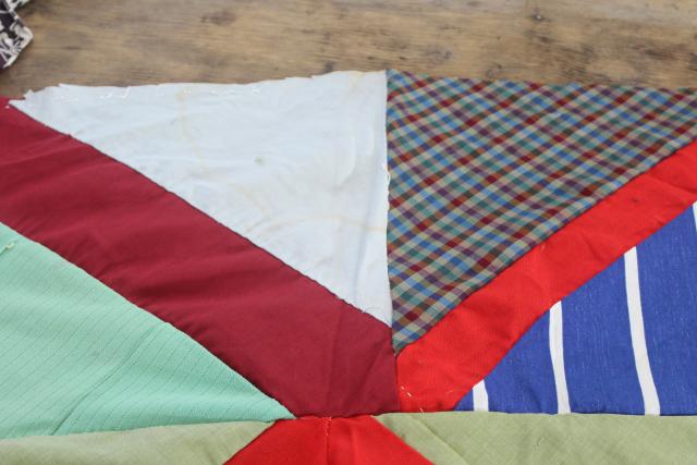 photo of vintage patchwork crazy quilt tops or bedspreads, bohemian retro 60s colorful prints #30