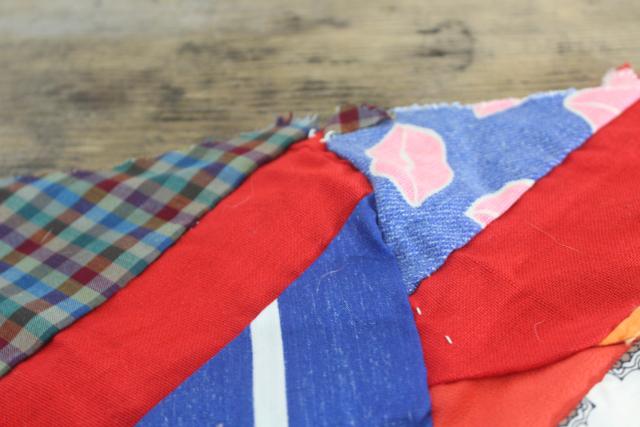 photo of vintage patchwork crazy quilt tops or bedspreads, bohemian retro 60s colorful prints #31