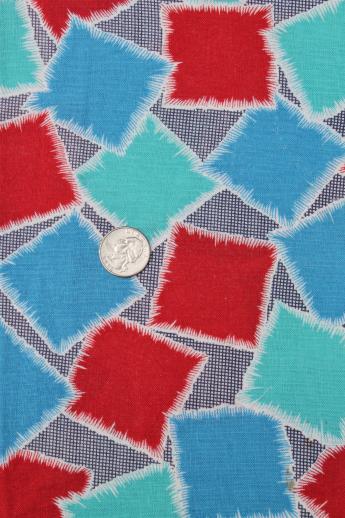 photo of vintage patchwork print cotton feedsack fabric, sewn sack w/ original chain stitching  #1