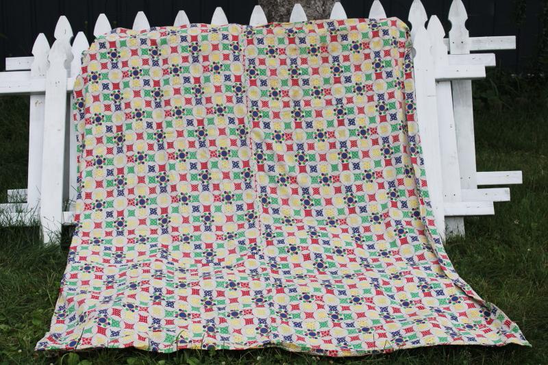 photo of vintage patchwork quilt print comforter cover, cotton fabric for quilting or upcycle #1