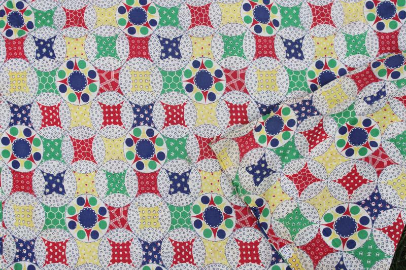 photo of vintage patchwork quilt print comforter cover, cotton fabric for quilting or upcycle #3