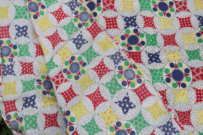 photo of vintage patchwork quilt print comforter cover, cotton fabric for quilting or upcycle #4