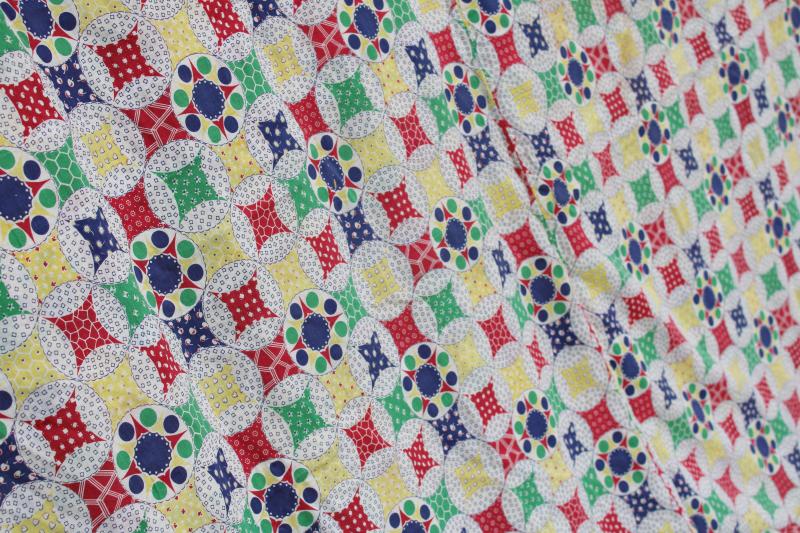 photo of vintage patchwork quilt print comforter cover, cotton fabric for quilting or upcycle #5
