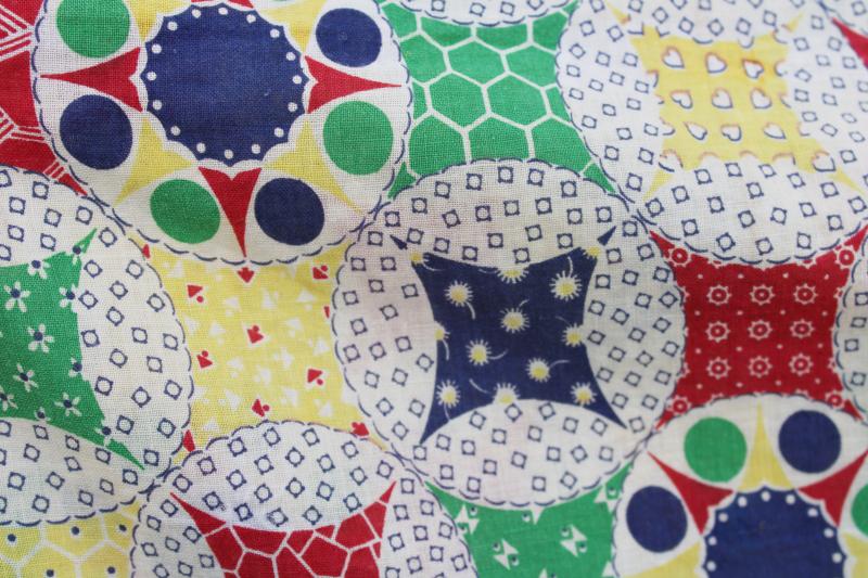 photo of vintage patchwork quilt print comforter cover, cotton fabric for quilting or upcycle #7