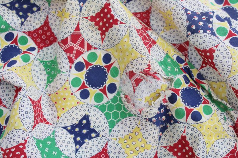 photo of vintage patchwork quilt print comforter cover, cotton fabric for quilting or upcycle #8