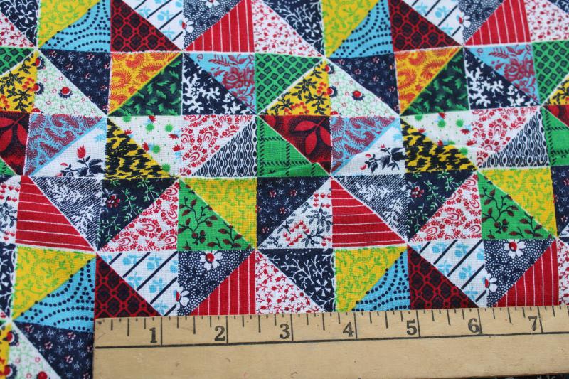 photo of vintage patchwork quilt print cotton fabric comforter cover, bright calico #2