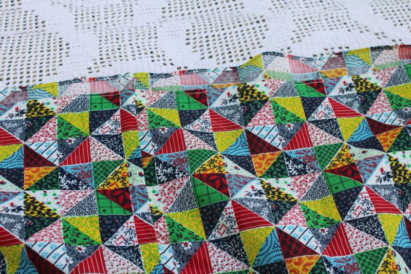 photo of vintage patchwork quilt print cotton fabric comforter cover, bright calico #3