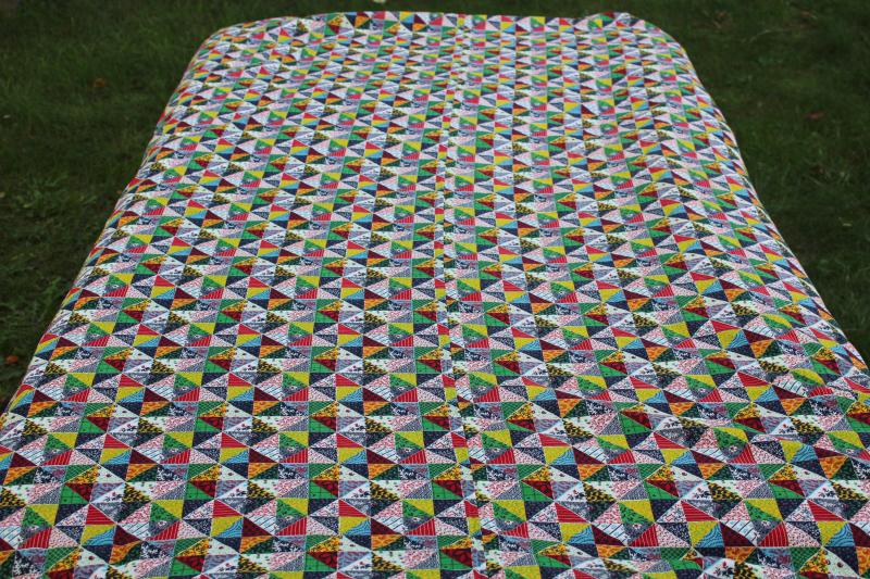 photo of vintage patchwork quilt print cotton fabric comforter cover, bright calico #4