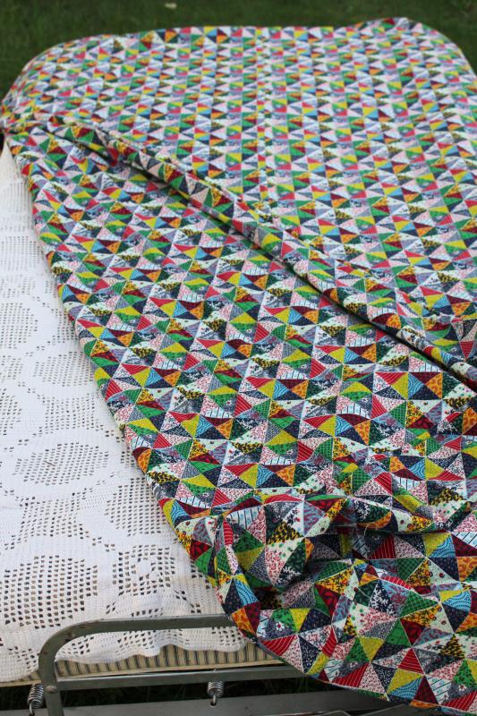 photo of vintage patchwork quilt print cotton fabric comforter cover, bright calico #5