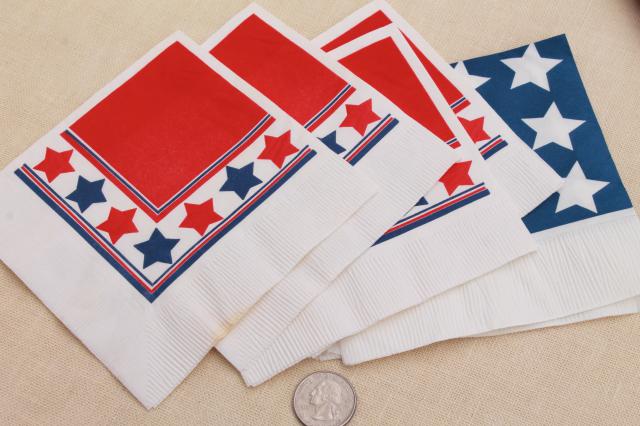 photo of vintage patriotic holiday election party American flags & paper decorations red, white and blue #2