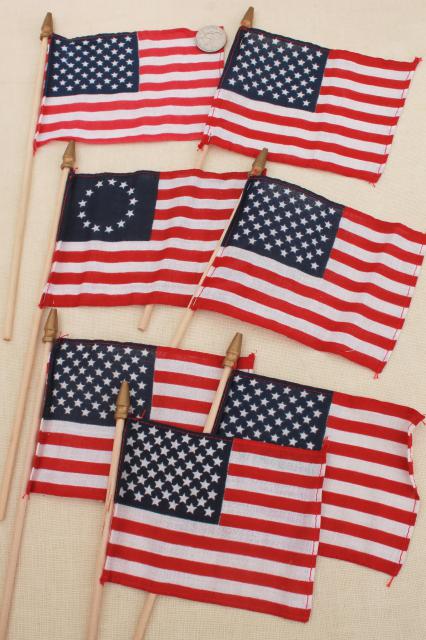 photo of vintage patriotic holiday election party American flags & paper decorations red, white and blue #8