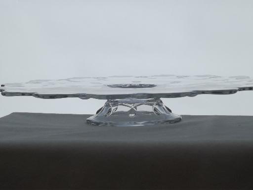 photo of vintage pattern glass cake stand pedestal plate, low footed cake plate #1