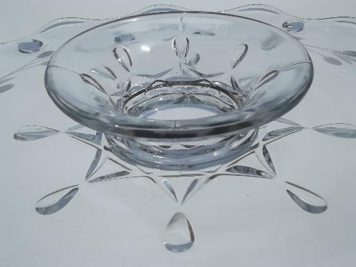 photo of vintage pattern glass cake stand pedestal plate, low footed cake plate #6