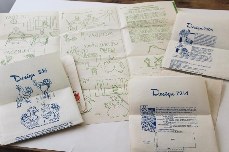 photo of vintage patterns for kitchen linens, days of the week towel embroidery transfers #1