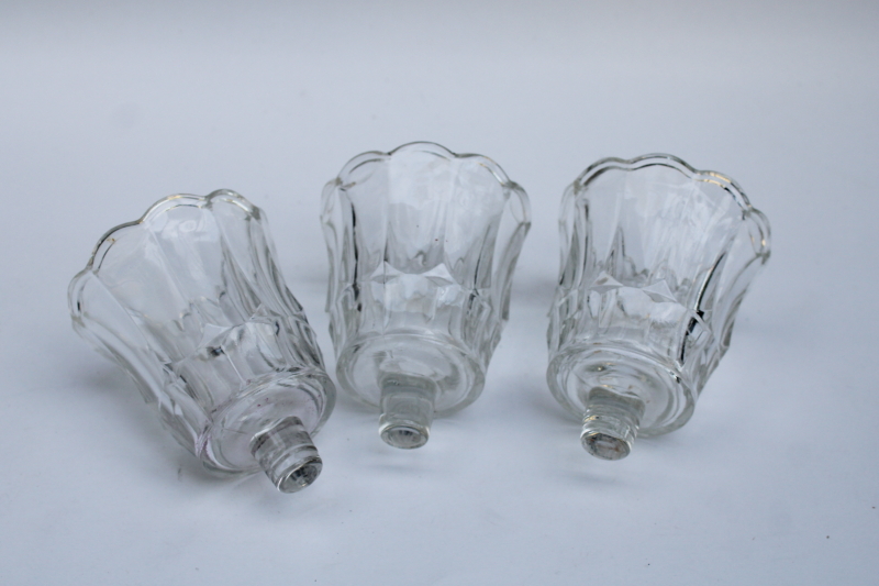 photo of vintage peg type votive cups, heavy crystal clear glass candle holders for sconce or candlesticks  #1