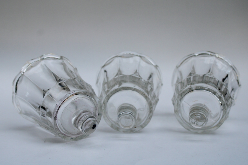 photo of vintage peg type votive cups, heavy crystal clear glass candle holders for sconce or candlesticks  #2