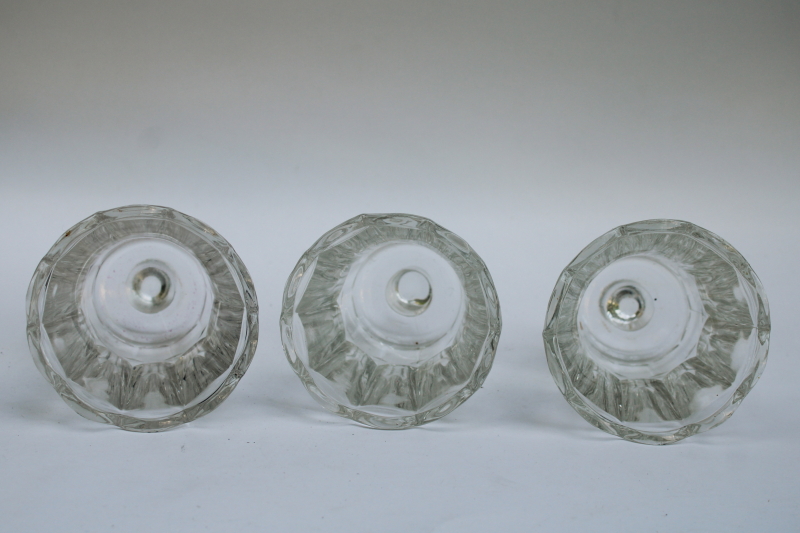 photo of vintage peg type votive cups, heavy crystal clear glass candle holders for sconce or candlesticks  #3