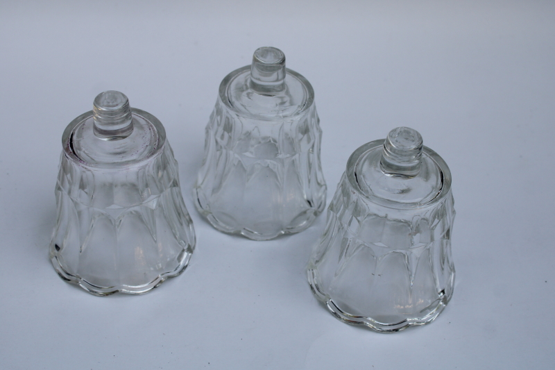 photo of vintage peg type votive cups, heavy crystal clear glass candle holders for sconce or candlesticks  #4