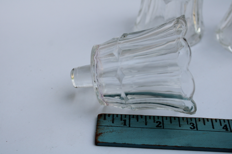 photo of vintage peg type votive cups, heavy crystal clear glass candle holders for sconce or candlesticks  #5