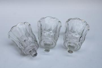 catalog photo of vintage peg type votive cups, heavy crystal clear glass candle holders for sconce or candlesticks 