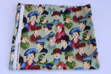 catalog photo of vintage people ladies & men in hats Hobby Lobby print cotton quilt or craft fabric 