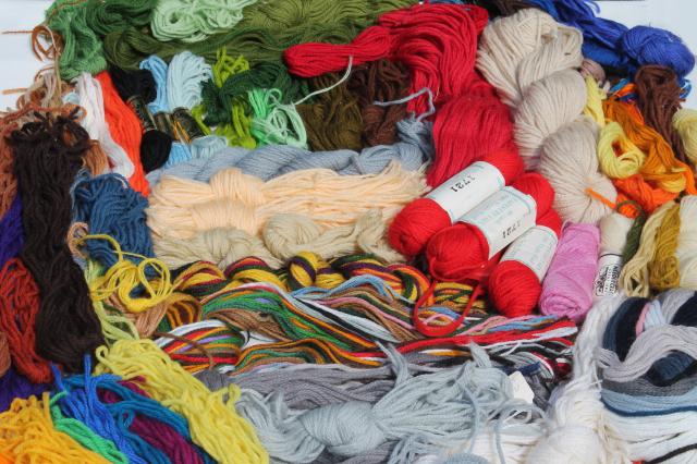 photo of vintage persian crewel yarn lot, pure wool yarns for embroidery & tapestry wool crewelwork #1