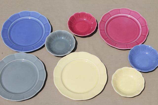 photo of vintage petalware china, mid-century mod pottery dishes, plates & bowls in retro colors #2