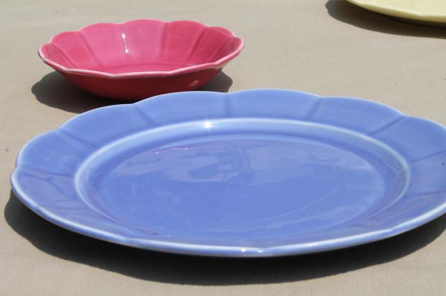 photo of vintage petalware china, mid-century mod pottery dishes, plates & bowls in retro colors #4