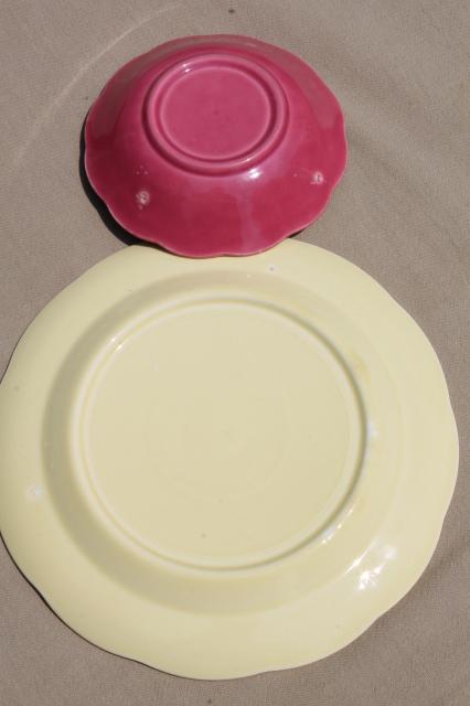 photo of vintage petalware china, mid-century mod pottery dishes, plates & bowls in retro colors #6