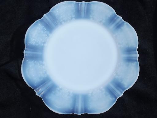 photo of vintage petalware depression glass, moonstone white opalescent plate #1