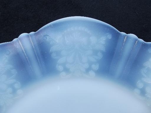 photo of vintage petalware depression glass, moonstone white opalescent plate #2