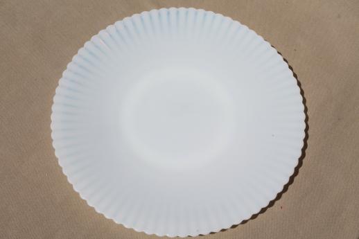 photo of vintage petalware depression glass plates, translucent opalescent milk glass #3