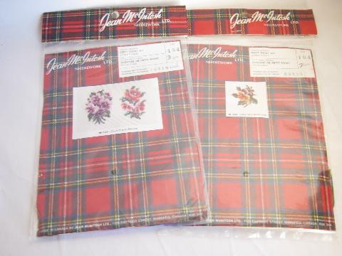 photo of vintage petit point kits w/ fabric, floss, charts - Jean McIntosh florals #1