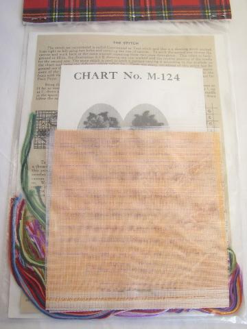 photo of vintage petit point kits w/ fabric, floss, charts - Jean McIntosh florals #4