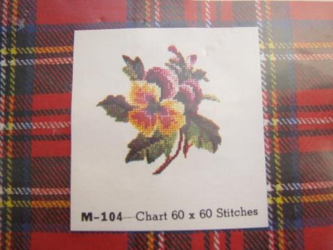 photo of vintage petit point kits w/ fabric, floss, charts - Jean McIntosh florals #5