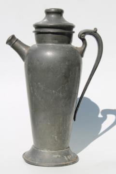 catalog photo of vintage pewter pitcher, cocktail mixer pitcher w/ lovely dark silver color