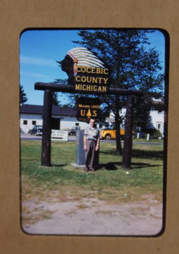 photo of vintage photo slide case w/ slides, photos of midwest small town life mid-century #5