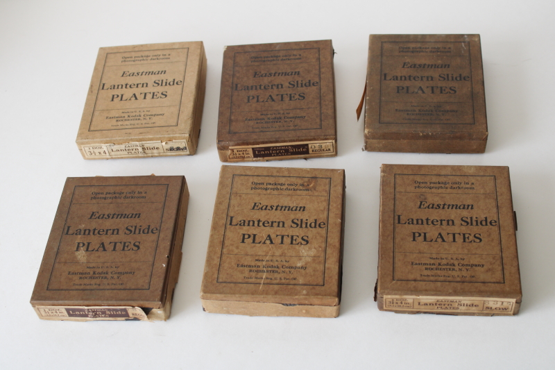 photo of vintage photography collectibles, antique glass plates advertising boxes Eastman Lantern Slides  #1