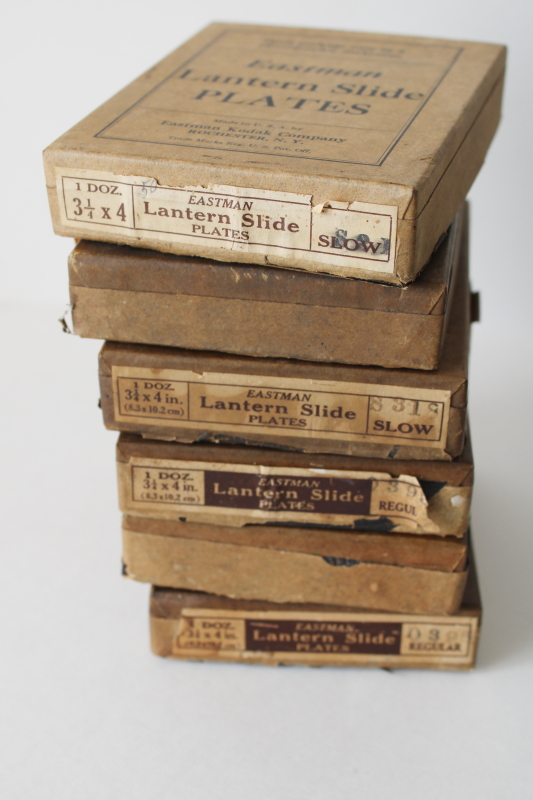 photo of vintage photography collectibles, antique glass plates advertising boxes Eastman Lantern Slides  #2