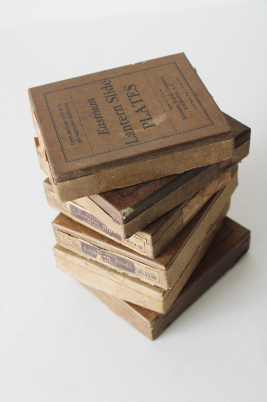 photo of vintage photography collectibles, antique glass plates advertising boxes Eastman Lantern Slides  #4